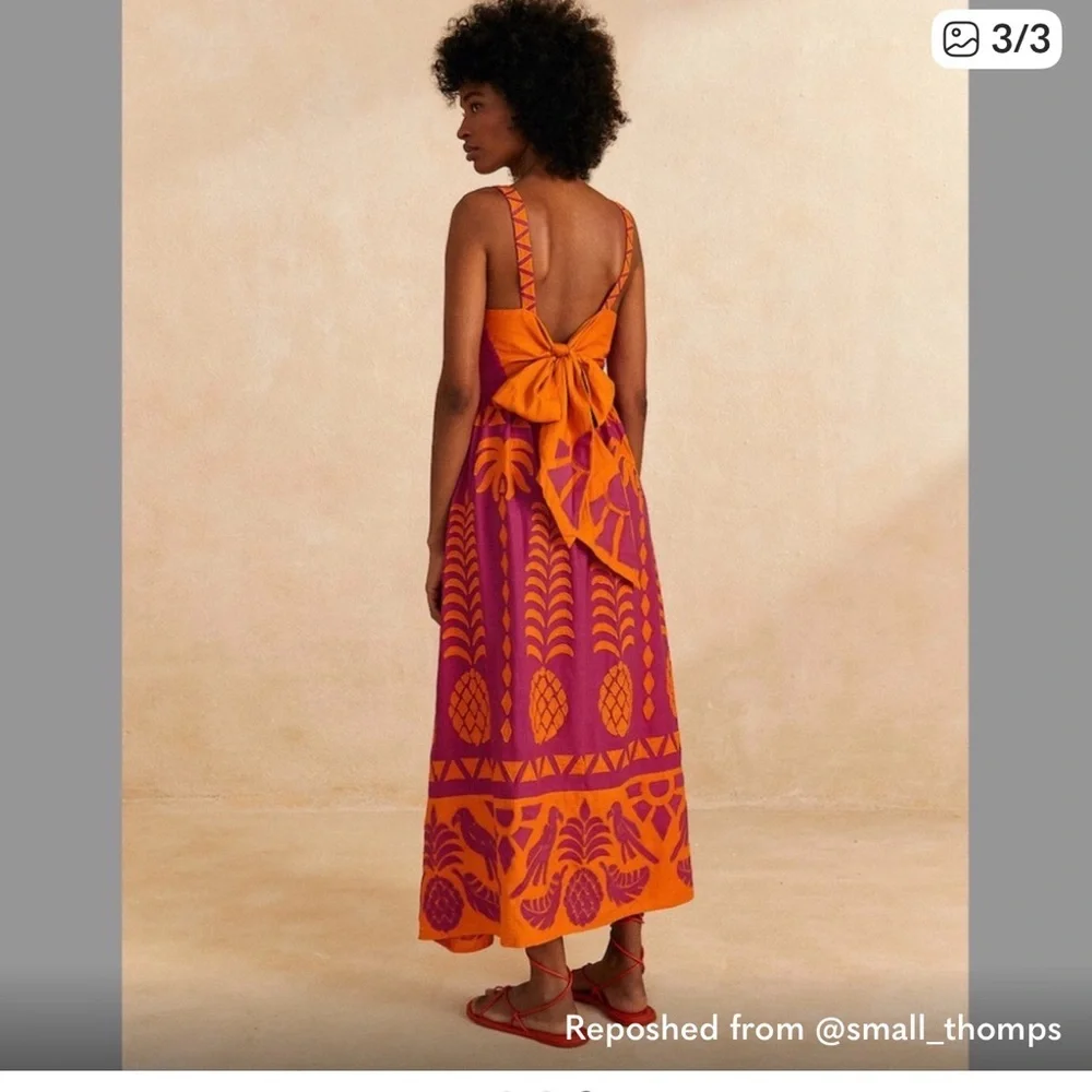 FARM Rio Orange and Pink Tropical Maxi Dress - Picture 2 of 14
